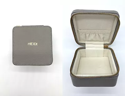 Pottery Barn HEIDI Mono Quinn Leather Petite Travel Box Grey W Gold Foil • $30