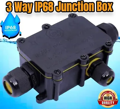 3 Way Outdoor Waterproof IP68 Cable Connector Junction Box Case 240v UK Mains • £5.99