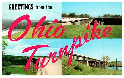 Greetings Ohio Turnpike Largest Bridges Landscape 1956 Vintage Postcard-K2-222 • $5.99