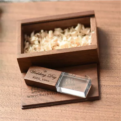 Crystal Wood USB Flash Pen Drive Custom Engrave Logo Memory Stick 32GB 64GB • $8.79