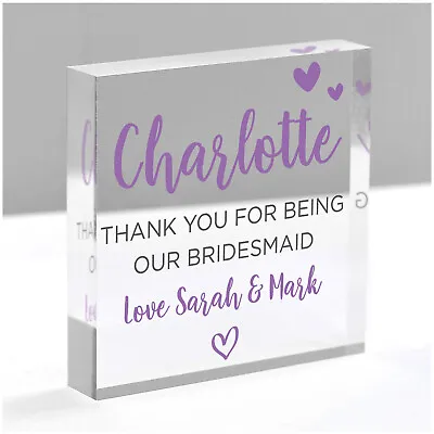 PERSONALISED Bridesmaid Maid Of Honour Thank You Gifts Grey Gold Pink Wedding • £9.99