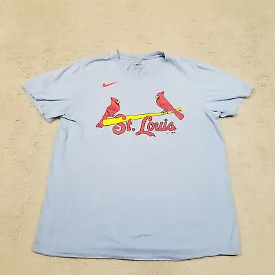St Louis Cardinals Mens Shirt Large Blue Red Yadier Molina MLB Short Sleeve Nike • $11.28
