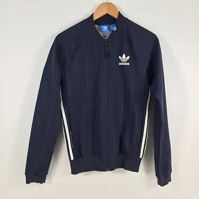 $24.95 • Buy Adidas Womens Jacket Size XS Bomber Navy Blue Full Zip Long Sleeve Striped022261
