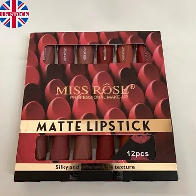 12PCS MISS ROSE Hyrdrating Matte Lipstick Kit - 6 Colours Long-lasting Formula • £18.49