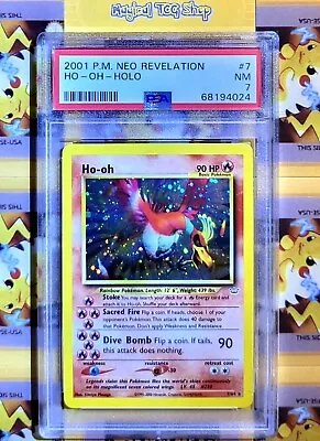 Pokemon Ho-oh Neo Revelation Holo Rare 7/64 Double Holo Error Holo Bleed PSA NM • $449.99