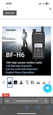 2x Baofeng BF-H6 UHF/VHF 10W Walkie Talkies Long Range • £11.25