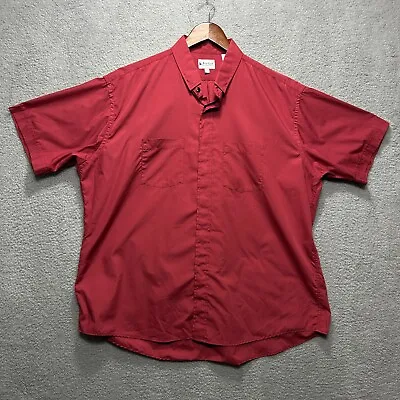 Friar Tuck Short Sleeve Button Shirt Mens XL Red Clergy Polyester Blend Canada • $11.96