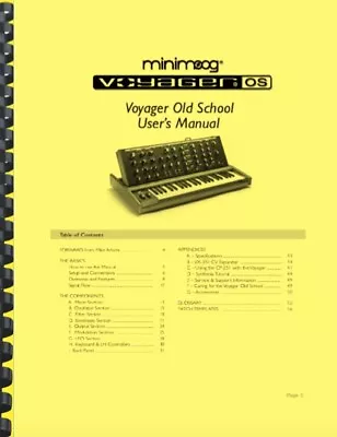 Moog Minimoog Voyager OLD SCHOOL Analog Synth OWNER'S MANUAL • $19.95