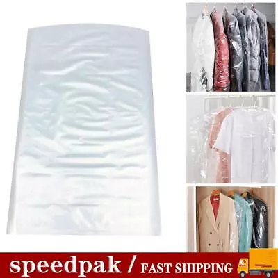 50pcs Clear Plastic Polythene Garment Cover Dry Cleaner Clothes Bag Dress • $10.58