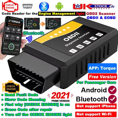 £8.99 • Buy ANCEL Car OBD2 Scanner Bluetooth Fault Code Reader CHECK ENGINE Off EML Android
