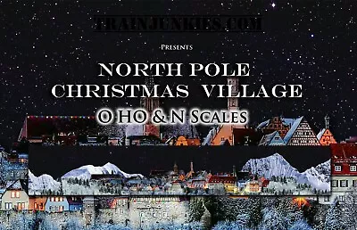 TrainJunkies North Pole Christmas Village Model Railroad Backdrop • $84.95