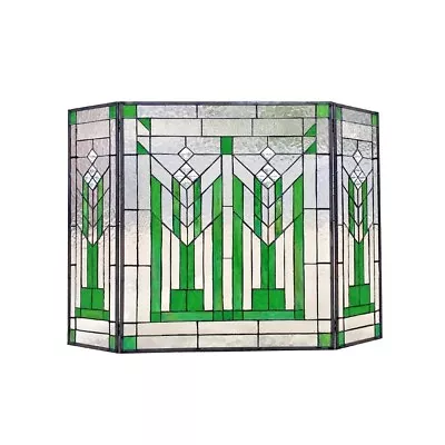 Fireplace Screen Tiffany Style Stained Glass Arts & Crafts   ONLY ONE THIS PRICE • $291.91