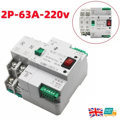 £22.70 • Buy 2P 63A Dual Power Automatic Transfer Switch Quick Changeover Switch PC Level UK