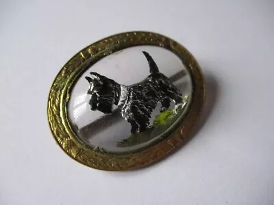 Reverse Carved Scottie Dog Brooch By Mizpah - Antique • £19.99