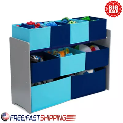 Deluxe Multi-Bin Toy Organizer Boxes W/ Storage Bins Playroom Bedroom Wooden New • $33.22