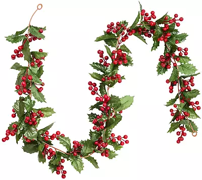 6FT Red Berry Christmas Garland Flexible Artificial Berry Garland For Indoor Ou • $31.12