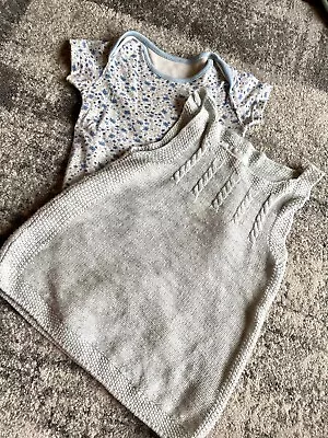 £0.99 • Buy Baby Girl Short Sleeve Floral Vest Knitted Dungaree Dress 12-18 Months Set 