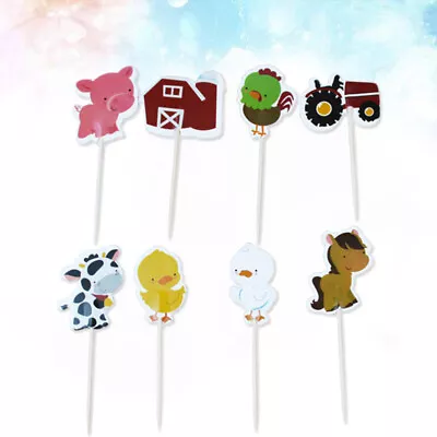  48 Pcs Cake Decorations Animals Appetizer Picks Farm Top Hat Decorate • £8.48