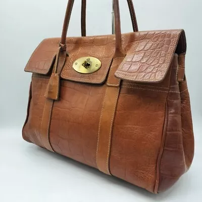 Mulberry Bayswater Leather Brown Turn Lock Gold Hardware Hand Bag From Japan • $257.71