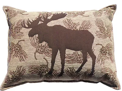 Moose Tapestry 10 X14  Balsam Fir Filled Pillow Sachet Brown Velvet Back Paine's • $48