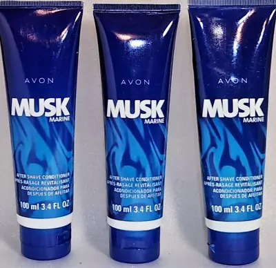 Avon Musk MARINE After Shave Conditioner 3.4 Lot Of 3 • $34.99