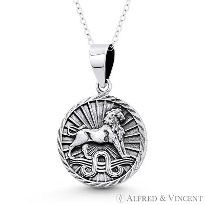 Leo The Lion Zodiac Sign Solid .925 Sterling Silver Animal Pendant Luck Necklace • $32.99