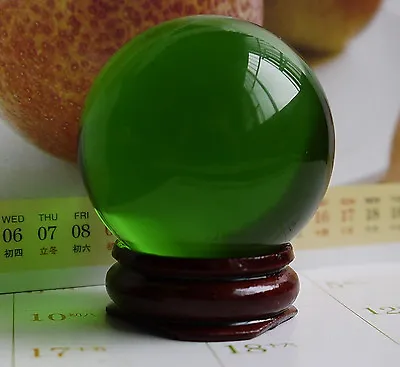 HOT 40MM +Stand Natural Green Obsidian Sphere Large Crystal Ball Healing Stone • £6.59