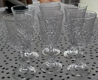 6 Lead Crystal Cut Glass Sherry Glasses - Diamond Cut • £12