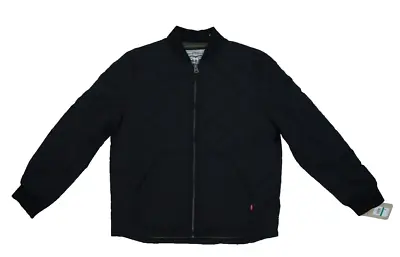 Levi's Diamond Quilted Jacket Black Full Zip Blade Collar Ribbed Cuff Mens L • $49.99