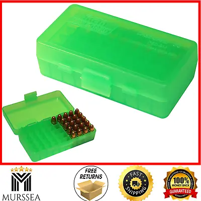 MTM 50 Round Flip-Top Ammo Box Storage Snap Case Handgun 380/9MM Cal Clear Green • $5.65