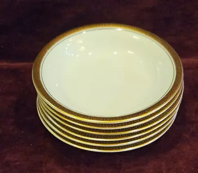 Epiag Czechoslovakia 6 Dessert Bowls 5-1/4  Gold Greek Key CORINTHE Pattern • $29.99