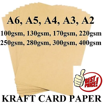 £380.99 • Buy A6 A5 A4 A3 A2 100gsm 300gsm BROWN KRAFT CARD CRAFT PRINTER PAPER TAGS BAG LABEL