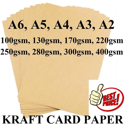 £361.94 • Buy A6 A5 A4 A3 A2 100gsm 300gsm BROWN KRAFT CARD CRAFT PRINTER PAPER TAGS BAG LABEL