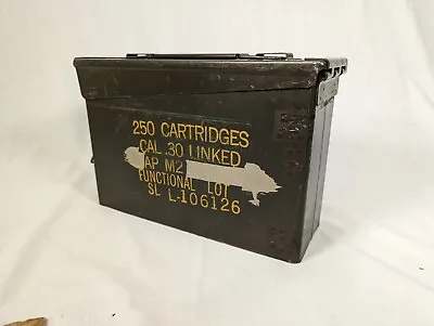 Vtg 30 Cal Ammo Can United M25 Tracer Linked US Military Surplus OD Green 10 X4  • $14
