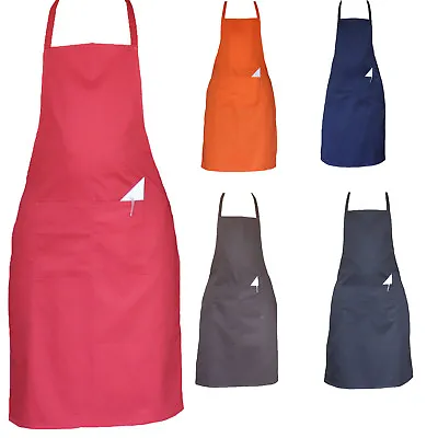 £3.98 • Buy Chefs Aprons Plain Front Pockets Kitchen Butcher Cooking BBQ Stuff Full Aprons