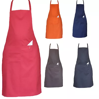 Chefs Aprons Plain Front Pockets Kitchen Butcher Cooking BBQ Stuff Full Aprons • £4.10