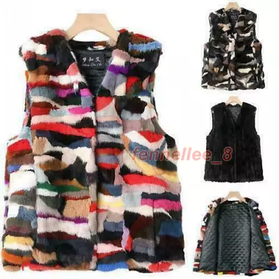 Women Real Mink Fur Vest Jacket Warm Fashion Multi-color Quilted 4XL Waistcoats • $98