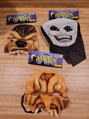 Lot Of 3 Vintage Halloween Masks NOS - Skelton Werewolf Demon/Ghoul • $39.99