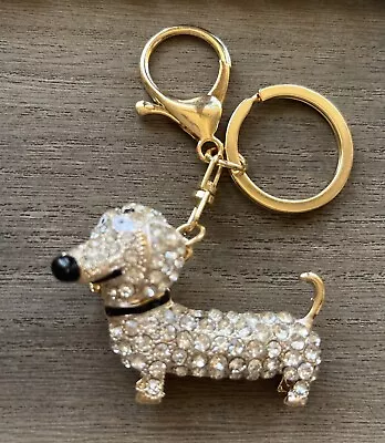 Dachshund Shaped Keychain Rhinestone Keyring Handbag Charm. 6 Colors Available • $12