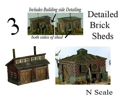 N Scale Brick Railroad And Industry Yard Sheds 3 Pack 1/160 Painted Buildings • $39.99