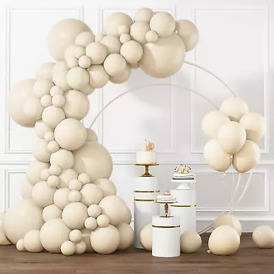 White Sand Balloons Different Sizes 105Pcs 5/10/12/18 Inch White Cream Beige Bal • $21.99