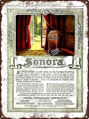 1916 Sonora Record Player Sonora Phonograph Metal Sign 9x12  A373 • $24.95