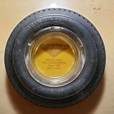 Seiberling Tire Ashtray  Milne & Mann Tire & Recapping Co. Iola Kansas • $13.78