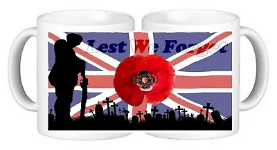 £9.99 • Buy Lest We Forget Union Jack Poppy Soldier  Military Ceramic Coffee Mug And Coaster