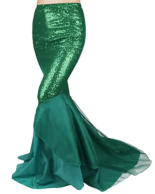 Women's Ladies Sequined Mermaid Tail Skirt Birthday Party Fancy Dress Costume • $25.99