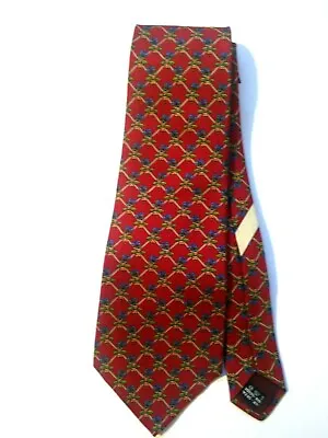 Salvatore Ferragamo Pure Silk Men's Tie Red Floral Print Italian Made In Italy • $101.11
