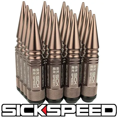 Sickspeed 16pc Bronze Spiked Aluminum Extended 108mm 3 Pc Lug Nuts 12x1.5 L16 • $99.95