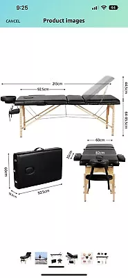 £80 • Buy Massage Table Bed Black Therapy Beauty 3 Way Adjustable Couch Salon Portable