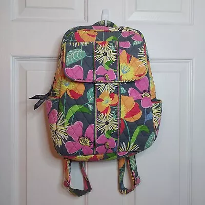 Vera Bradley Jazzy Blooms Small Backpack Flap Magnetic Pocket Colorful Floral  • $32
