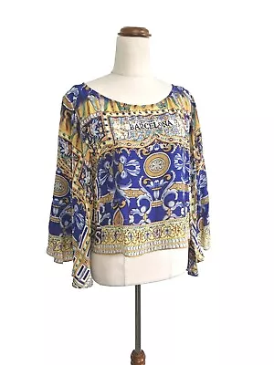 CAMILLA El Flechazo Silk Top Sz 3 Bell Sleeve Crop  • $139.95